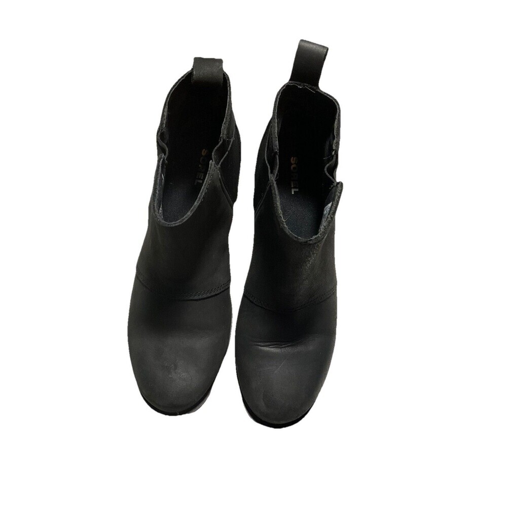 Sorel Emelie Chelsea Booties Black Leather NL2671-010 Women's Sz 8.5 (Fits 7/7.5 - Picture 4 of 7